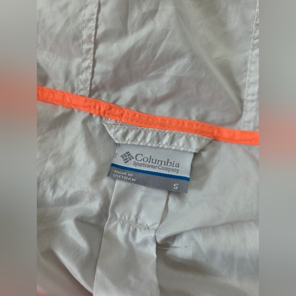 Columbia Windbreaker Rain White Gray Jacket Neon Orange Running Hiking Packable - Picture 8 of 11